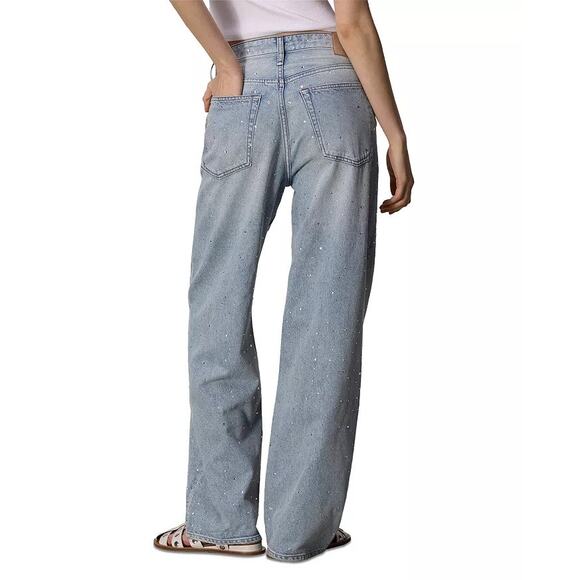 Rag & Bone Women Light Blue Misty With Jewel Logan Casual Wide Leg Jeans Size 31 - Picture 2 of 10